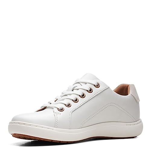 Clarks Damen Nalle Lace Sneaker, White Leather, 36 EU von Clarks