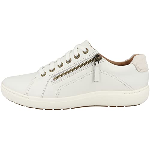 Clarks Damen Nalle Lace Sneaker, White Leather, 36 EU von Clarks