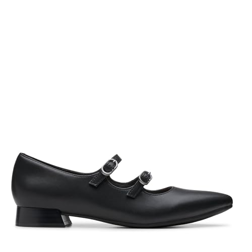 Clarks Damen Natalyn Lane Sneaker, Schwarzes Leder, 39 EU von Clarks