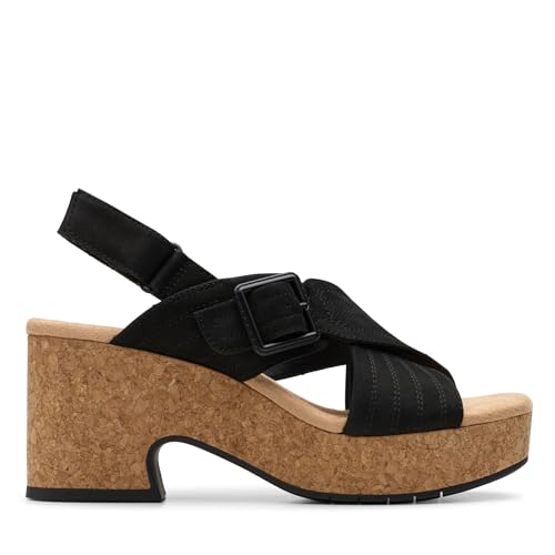 Clarks Damen Nerisa West Sandale, Black Nubuck, 37.5 EU von Clarks