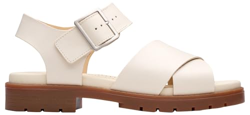 Clarks Damen Orinoco Cross Sandale, Cream Leather, 42 EU von Clarks