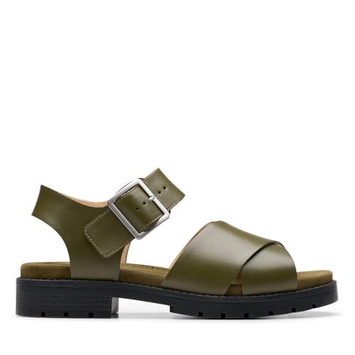 Clarks Damen Orinoco Cross Sandale, Dark Olive Lea, 38 EU Clarks Damen Orinoco Cross Sandale, Dark Olive Lea, 38 EU von Clarks