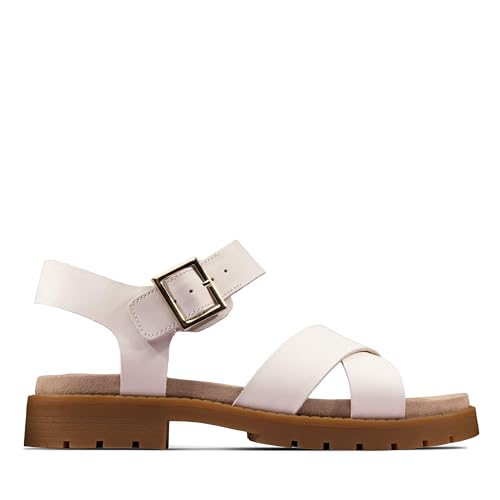 Clarks Damen Orinoco Strap Slingback Sandalen, Weißes Leder von Clarks