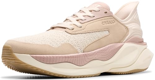 Clarks Damen Pace Sneaker, Sand Combi Textile, 42.5 EU von Clarks