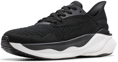 Clarks Damen Pace Sneaker, Schwarz/Weißes Textil, 12 von Clarks