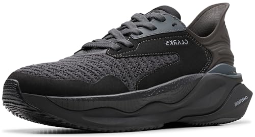 Clarks Damen Pace Sneaker, Textil schwarz, 11 Wide von Clarks