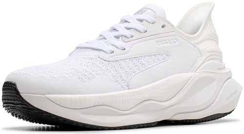 Clarks Damen Pace Sneaker, Weißes Textil, 38.5 EU von Clarks