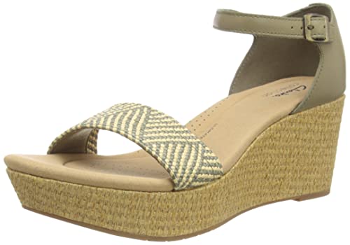 Clarks Damen Rose Ease Sandal, Olive Leather, 37 EU von Clarks