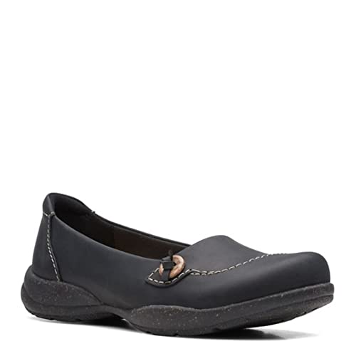 Clarks Damen Roseville Sky Slipper, schwarzes Leder, 41.5 EU von Clarks