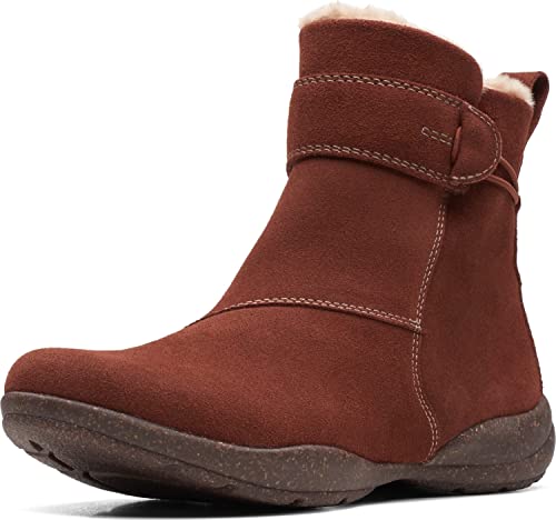 Clarks Damen Roseville Stiefel Warm Gefüttert Wasserdicht Stiefelette, Mahagoni-Wildleder, 39 EU Weit von Clarks