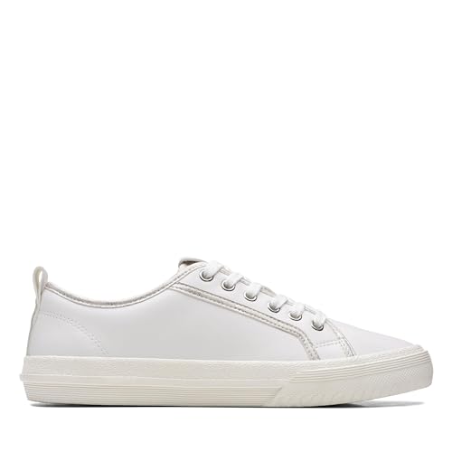 Clarks Damen Roxby Lace Sneaker, White/Silver, 38 EU von Clarks