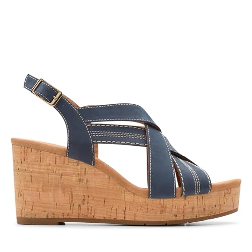 Clarks Damen Sabina Sling Sandale, Navy Nubuck, 41.5 EU von Clarks