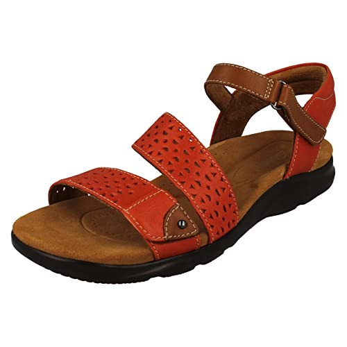 Clarks Kitly Way Damen Riemchensandalen mit Cut-Out-Detail, Grenadine Orange, 42 EU von Clarks