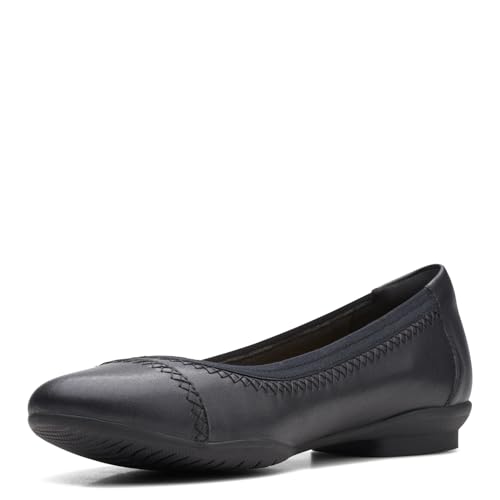 Clarks Damen Sara Bay Ballerinas, schwarzes Leder, 37 EU von Clarks