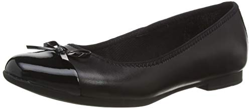 Clarks Mädchen Scala Bloom Y Geschlossene Ballerinas, Schwarzes Leder, 39.5 EU Weit von Clarks