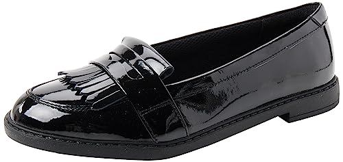 Clarks Damen Scala Bright Y Mokassin, Schwarz (Black Pat Black Pat), 37.5 EU von Clarks