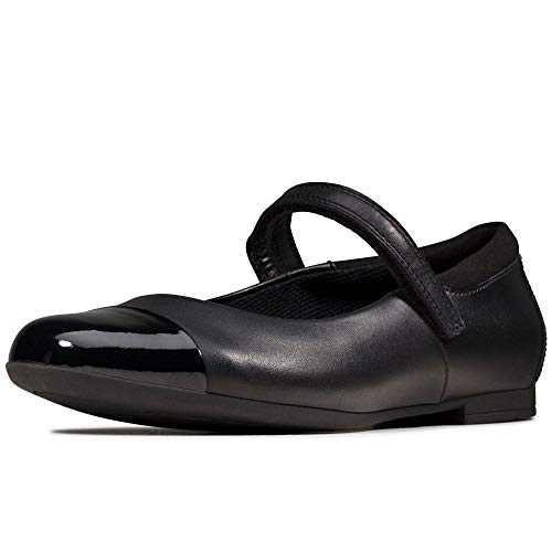 Clarks Mädchen Scala Gem Y Geschlossene Ballerinas, Black Leather, 35.5 EU von Clarks