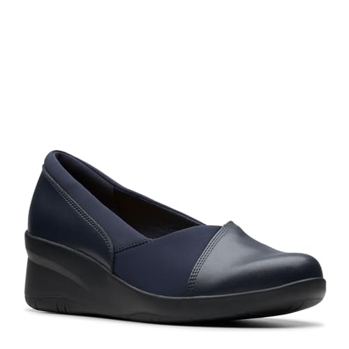 Clarks Women's Suttyn Walk Loafer, Marineblaues Leder, 11 Wide von Clarks