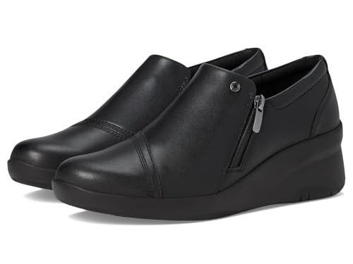 Clarks Damen Suttyn Zip Slipper, Black Leather, 39 EU von Clarks