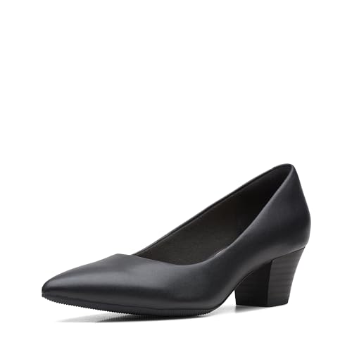 Clarks Damen Teresa Schritt Pumps, Schwarz Leder, 36.5 EU Weit von Clarks