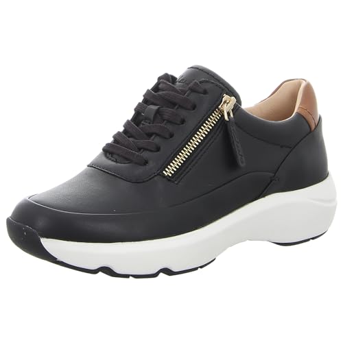 Clarks Damen Tivoli Zip Sneaker, Black Leather, 39 EU von Clarks