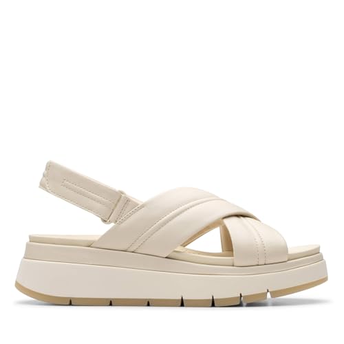Clarks Damen Tuscan Cross Sandal, Cream Leather, 39 EU Clarks Damen Tuscan Cross Sandal, Cream Leather, 39 EU von Clarks