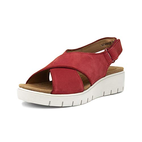 Clarks Damen Un Karely Sun Zehentrenner, Rot Red Nubuck Red Nubuck, 37.5 EU von Clarks