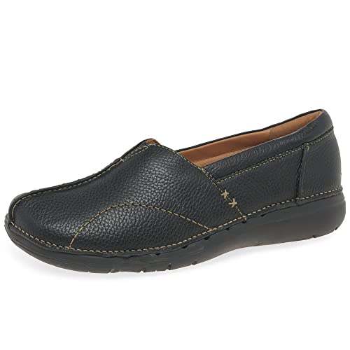 Clarks Damen Un Loop Stride Loafer, Black Leather, 35.5 EU von Clarks