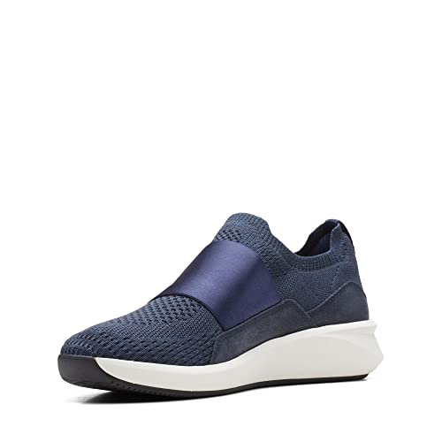 Clarks Damen Un Rio Knit Sneakers, Marineblaue Kombination, 38 EU Weit von Clarks