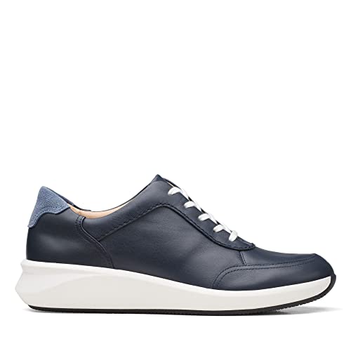 Clarks Damen Un Rio Mix Sneaker, Navy Leather, 36 EU von Clarks