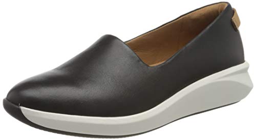 Clarks Damen Un Rio Step Slip On Sneaker, Grau Black Leather Black Leather, 37.5 EU von Clarks