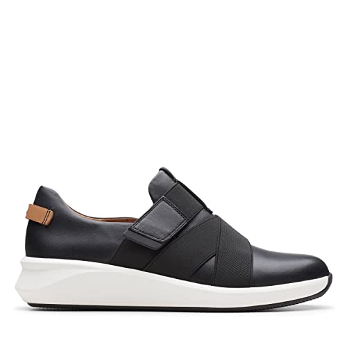 Clarks Damen Un Rio Strap Sneaker, Schwarzes Leder, 40 EU von Clarks