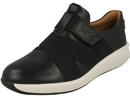 Clarks Damen Un Rio Strap Sneaker, Schwarzes Leder, 37 EU von Clarks