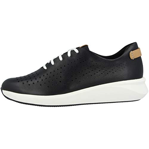 Clarks Damen Un Rio Tie Sneaker, Black Leather, 41 EU von Clarks