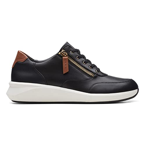 Clarks Damen Un Rio Zip Sneaker, Black Leather, 37 EU von Clarks