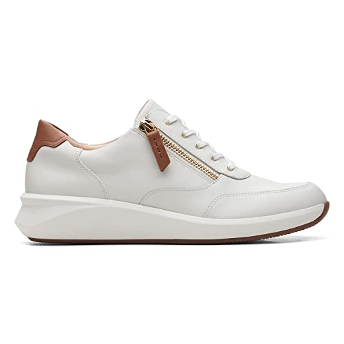 Clarks Damen Un Rio Zip Sneaker, White Leather, 37 EU von Clarks