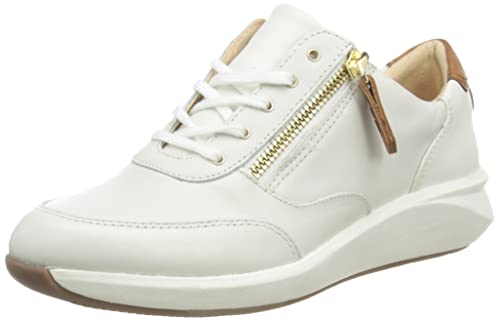 Clarks Damen Un Rio Zip Sneaker, White Leather, 37.5 EU von Clarks