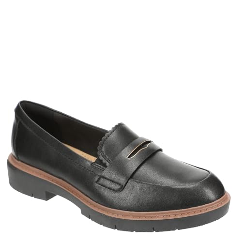 Clarks Damen Westlynn Glow Collegeschuh (Loafer), Schwarz Leder, 37 EU Weit von Clarks