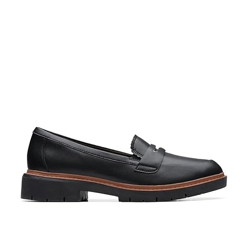 Clarks Damen Westlynn Glow Collegeschuh (Loafer), Schwarz Leder, 42.5 EU von Clarks