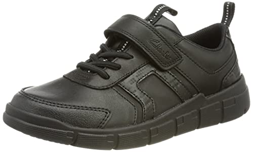 Clarks EncodeBright K Sneaker, Black Leather, 29.5 EU von Clarks