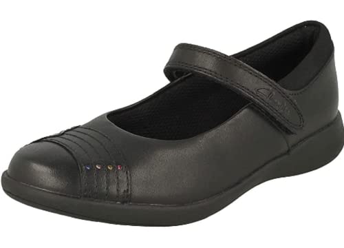 Clarks Mädchen etch beam k Ballerinas, Schwarzes Leder, 33 EU von Clarks