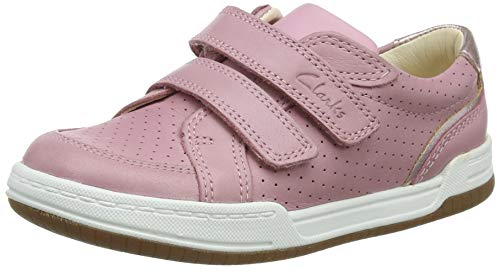 Clarks Fawn Solo K Sneaker, Light Pink Lea, 33.5 EU von Clarks