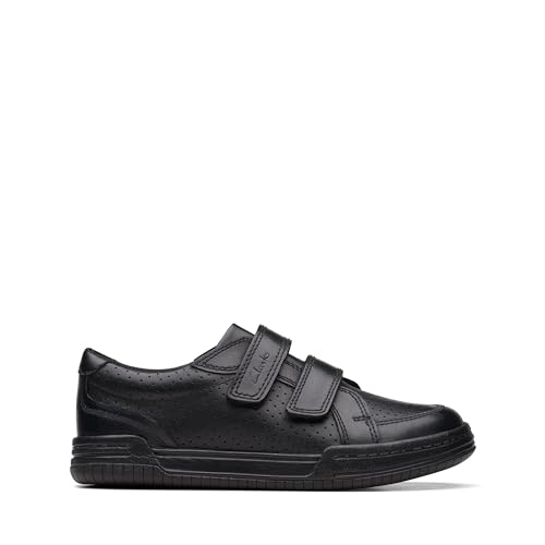 Clarks Fawn Strap K Sneaker, Black Leather, 30 EU von Clarks