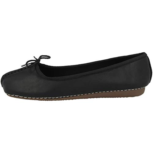 Clarks Damen Freckle Ice Ballerinas, Schwarz Black Leather, 43 EU von Clarks