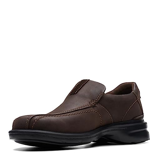 Clarks Gessler Step Loafer für Herren, Dunkelbraunes Leder, 42.5 EU Weit von Clarks