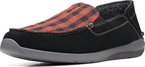 Clarks Herren Gorwin Step Slipper, Schwarze Velourslederoptik, 46 EU Weit von Clarks