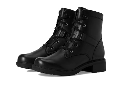 Clarks Hearth Parker Combat Boot für Damen, Schwarz Leder, 7 Wide von Clarks