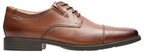 CLARKS Herren Tilden Cap Shoes, Dark Tan Lea, 44 EU von CLARKS