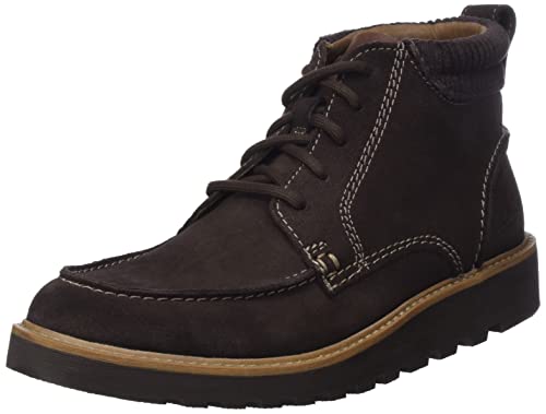 Clarks Herren Barnes Mid Fashion Boot, Dark Brown Suede, 39.5 EU von Clarks