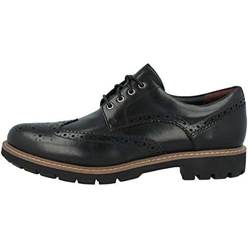 Clarks Herren Batcombe Wing Derbys, Black Leather, 42 EU von Clarks